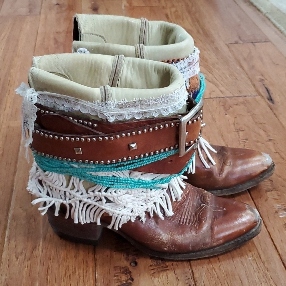 Dan Post embellished upcycled cowboy boots